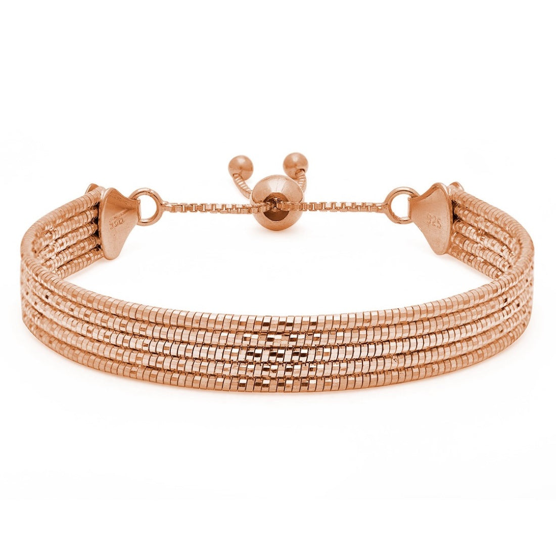 Radiant Rose Gold Plated 925 Sterling Silver Five-Line Bracelet