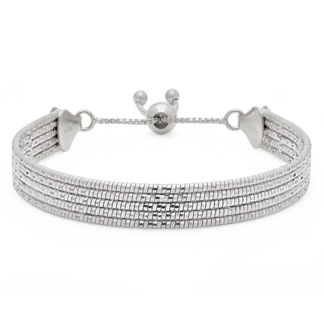 Elegance in Lines Rhodium Plated 925 Sterling Silver Five-Line Bracelet