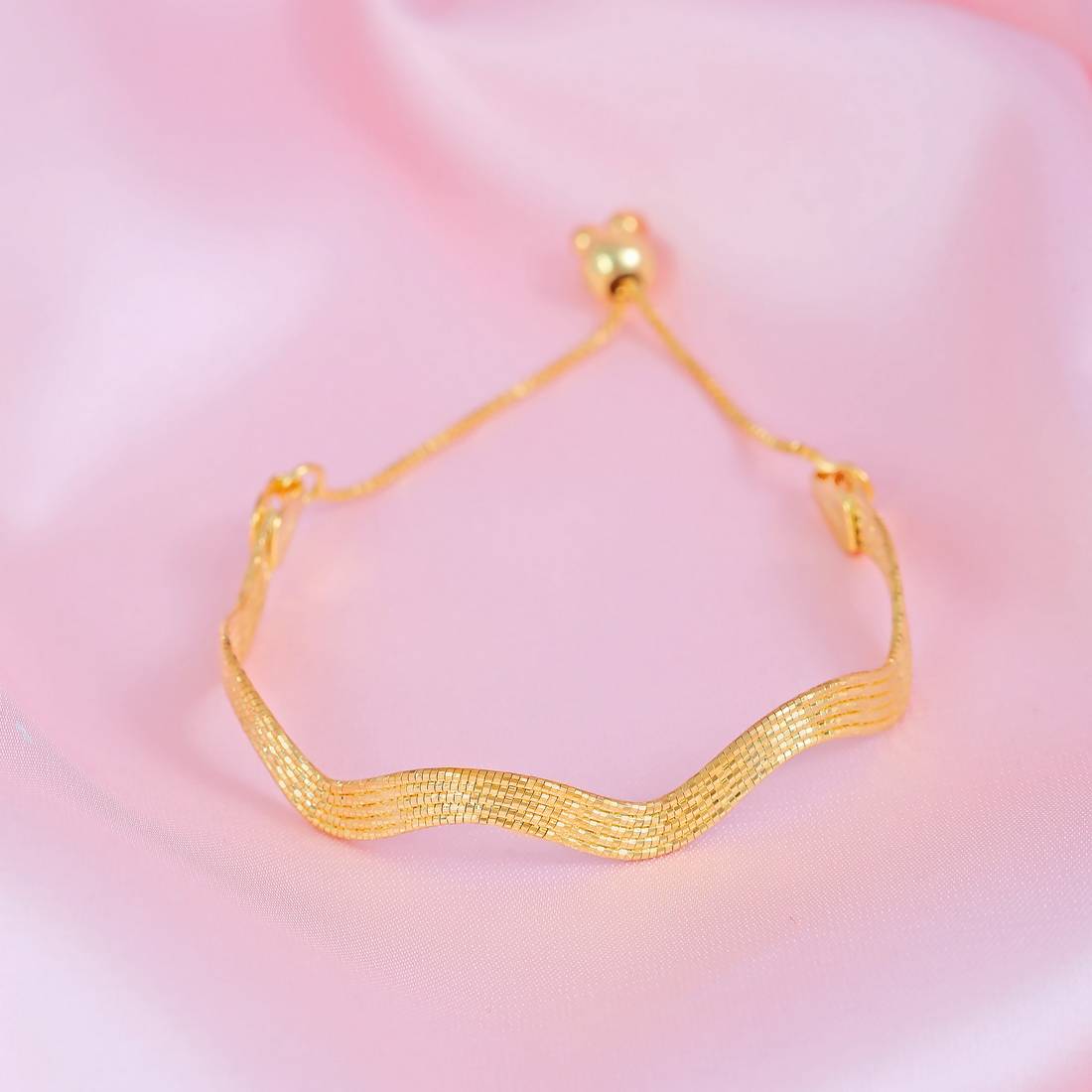 Golden Waves Gold Plated 925 Sterling Silver Wave Bracelet