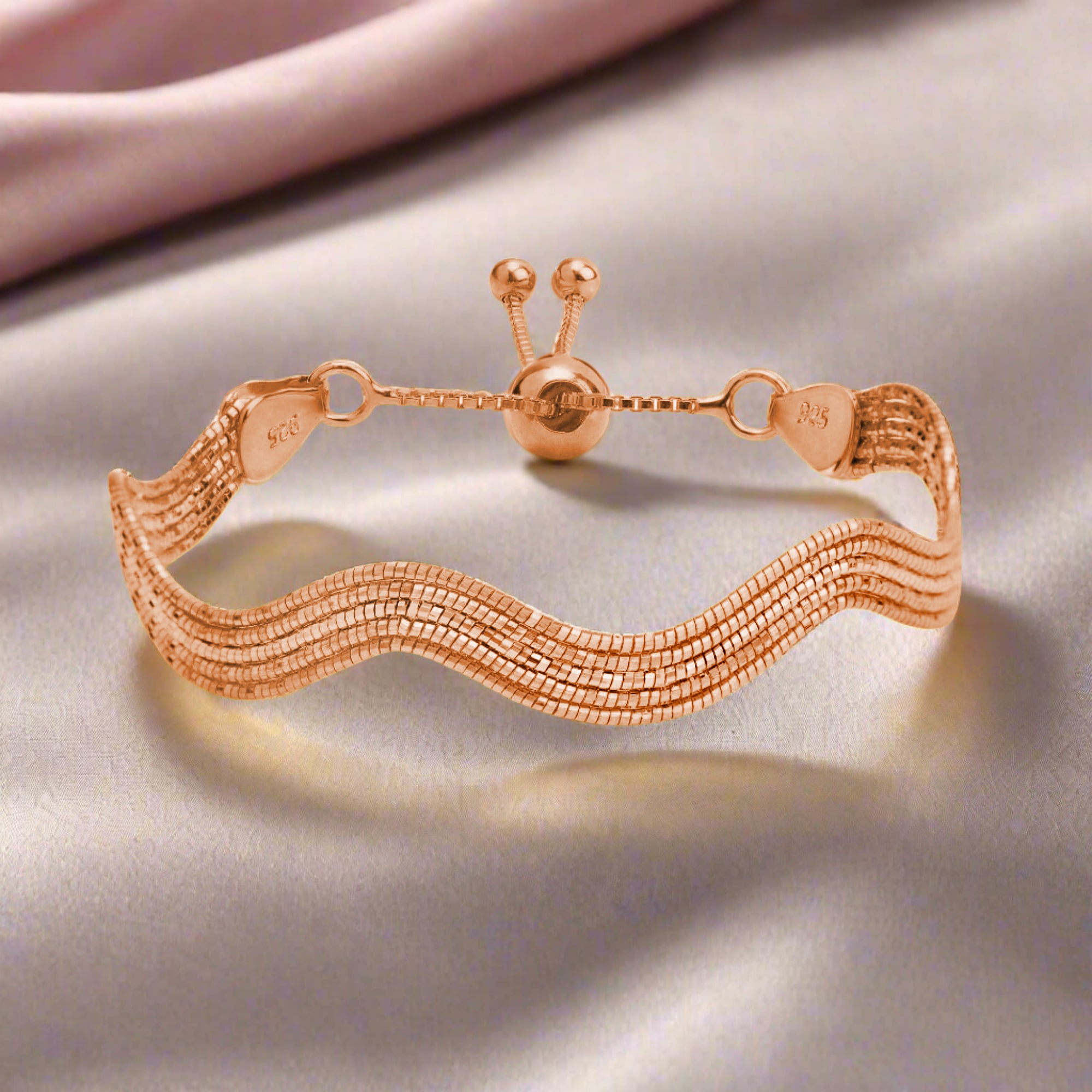 Oceanic Elegance Rose Gold Plated 925 Sterling Silver Bracelet