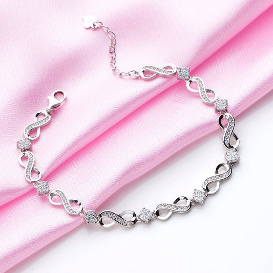 Infinite Brilliance CZ-Studded Rhodium-Plated 925 Sterling Silver Bracelet