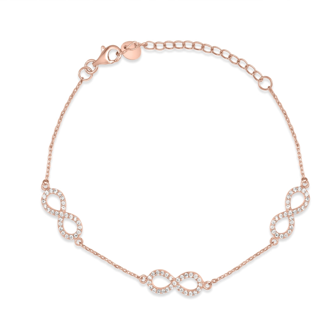 Eternal Radiance 925 Sterling Silver Rose Gold-Plated Infinity Bracelet