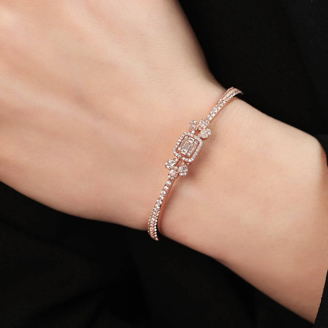 Rose Garden Blossom 925 Sterling Silver Flower Bracelet