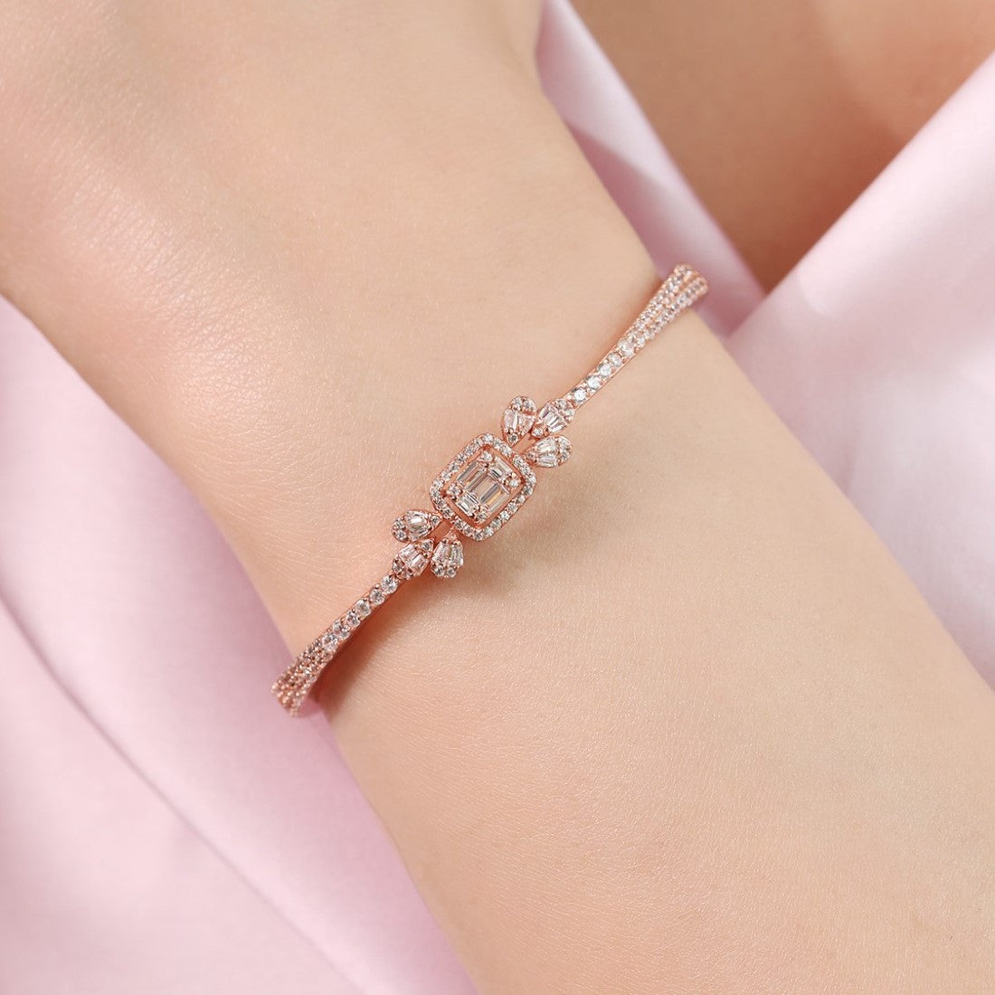 Rose Garden Blossom 925 Sterling Silver Flower Bracelet