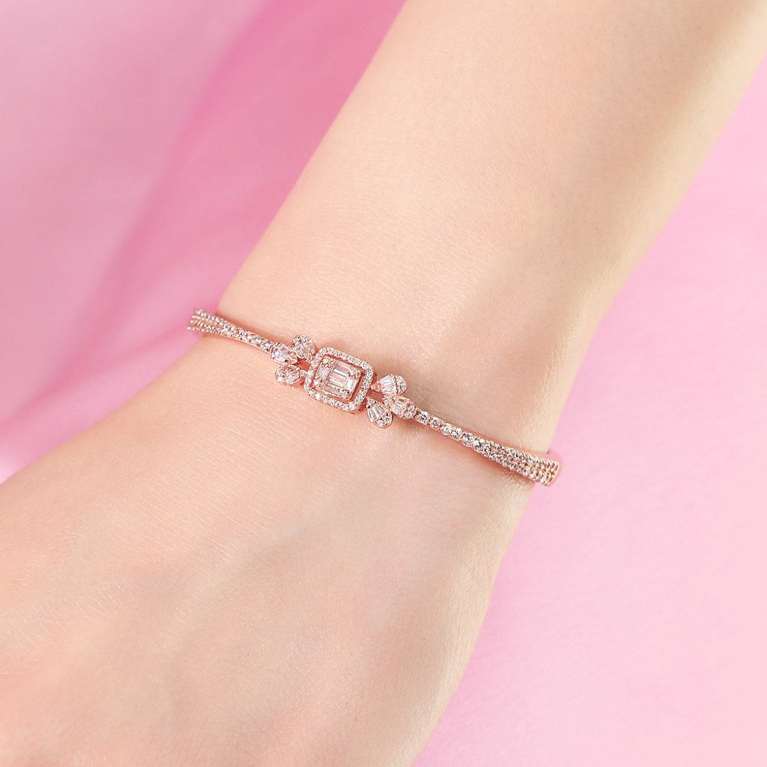 Rose Garden Blossom 925 Sterling Silver Flower Bracelet