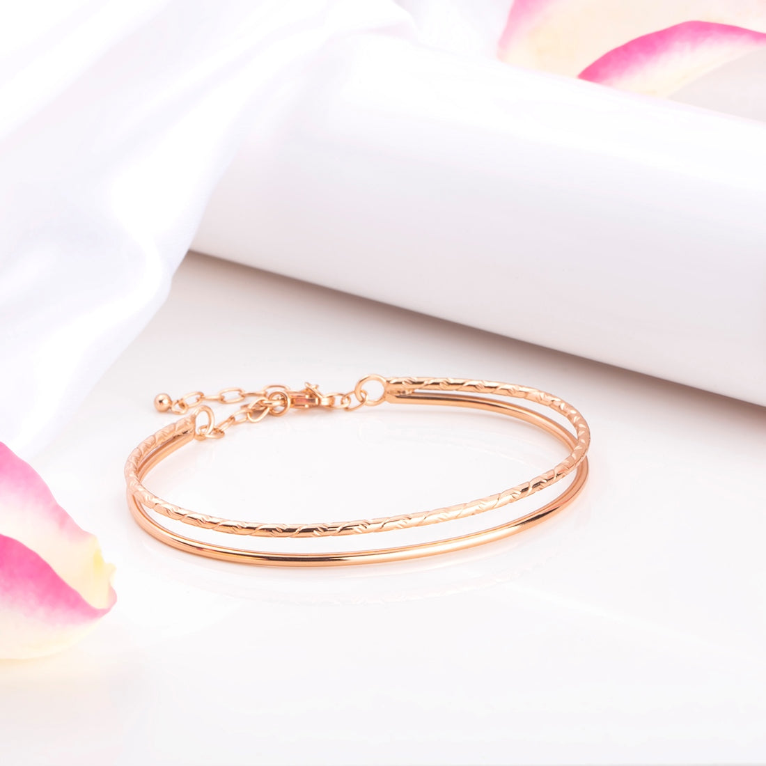 Graceful Simplicity 925 Sterling Silver Rose Gold-Plated Bracelet