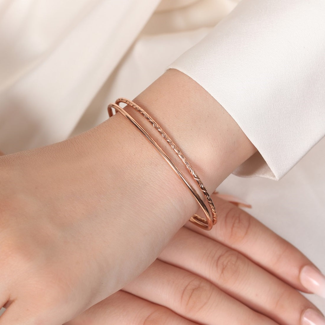 Graceful Simplicity 925 Sterling Silver Rose Gold-Plated Bracelet