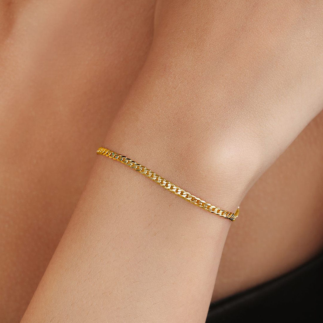 Minimalist Gold-Plated 925 Sterling Silver Women's Curb Chain Bracelet