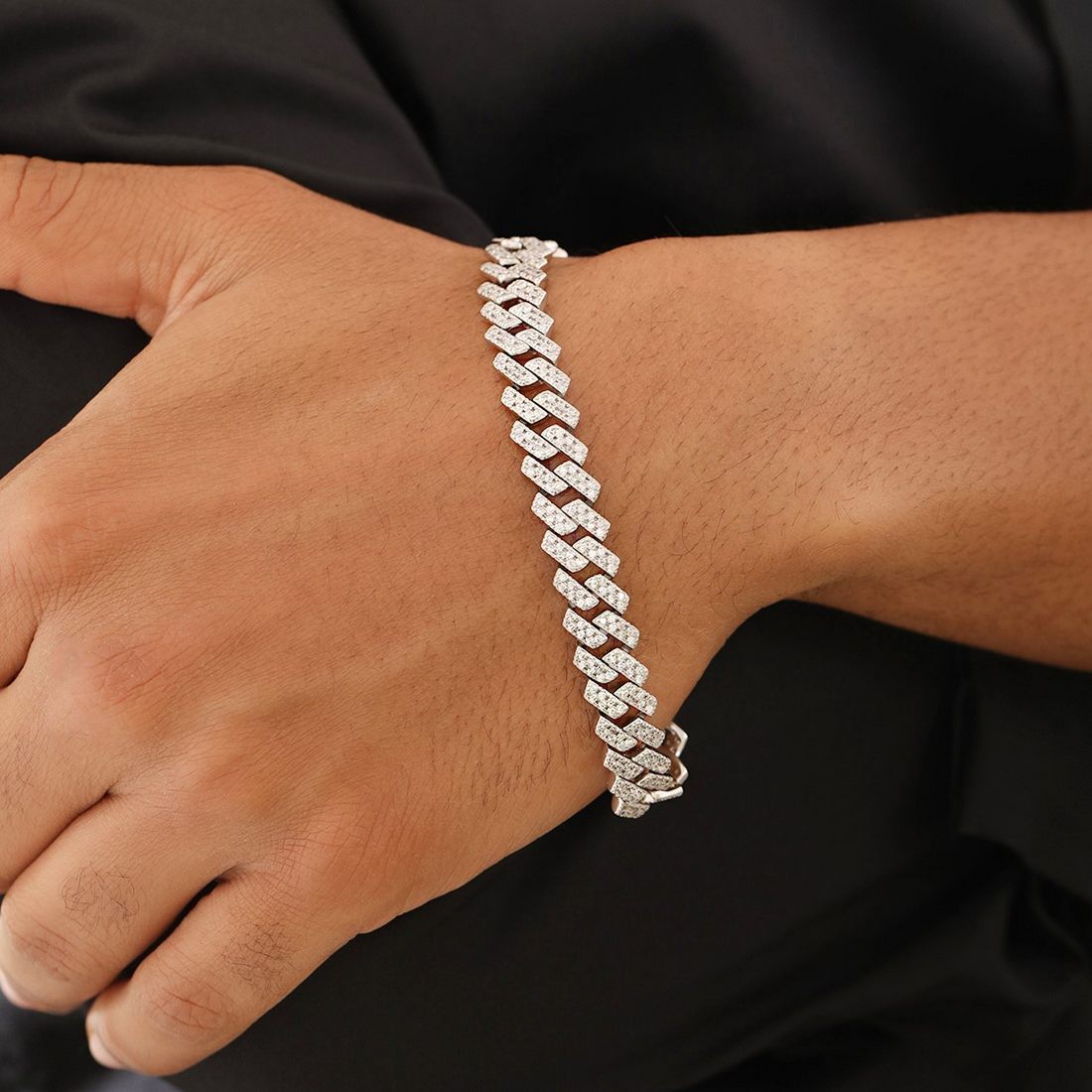 Brilliant Shine Rhodium Plated 925 Sterling Silver Men's Bracelet