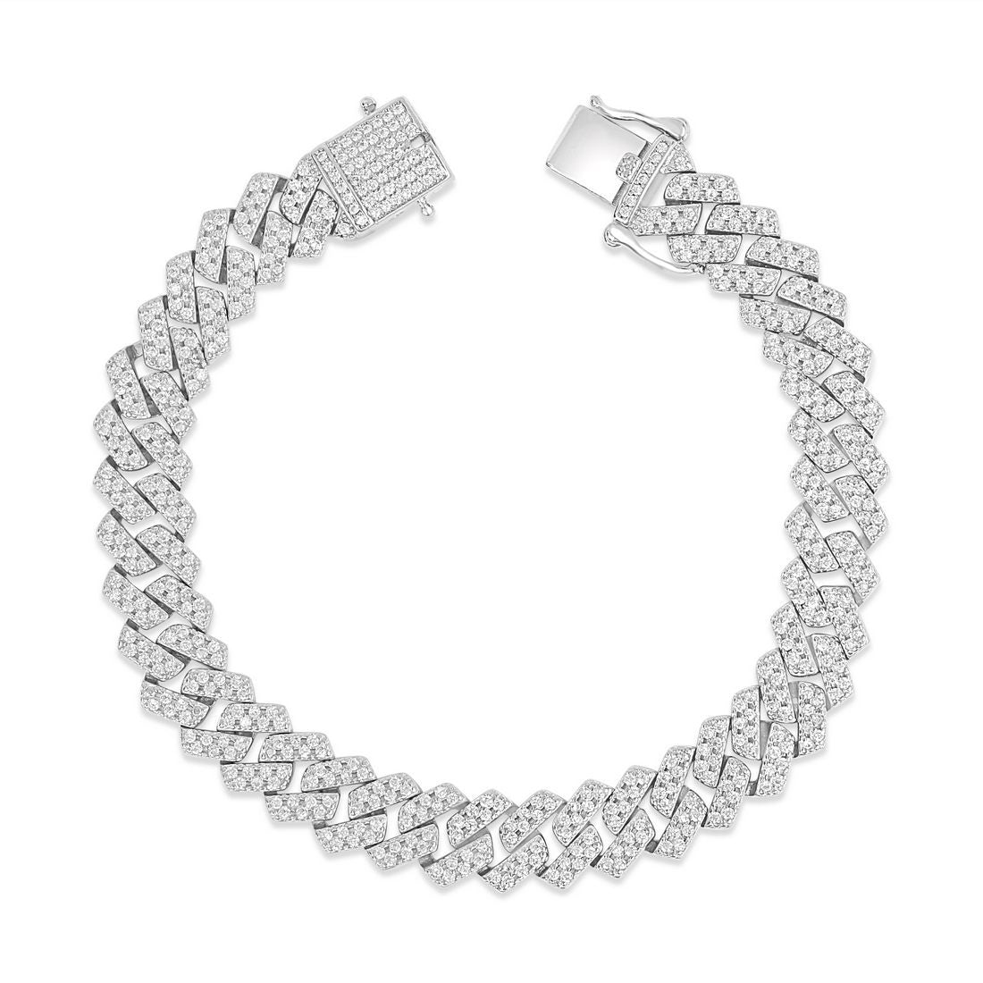 Brilliant Shine Rhodium Plated 925 Sterling Silver Men's Bracelet