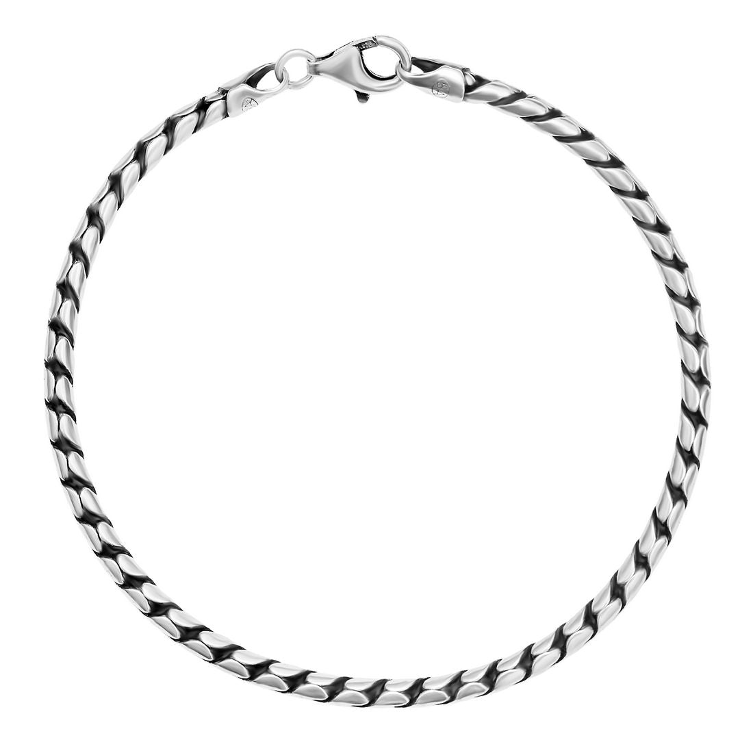 Minimalist Rhodium-Plated 925 Sterling Silver Men's Chain Bracelet (One Size)