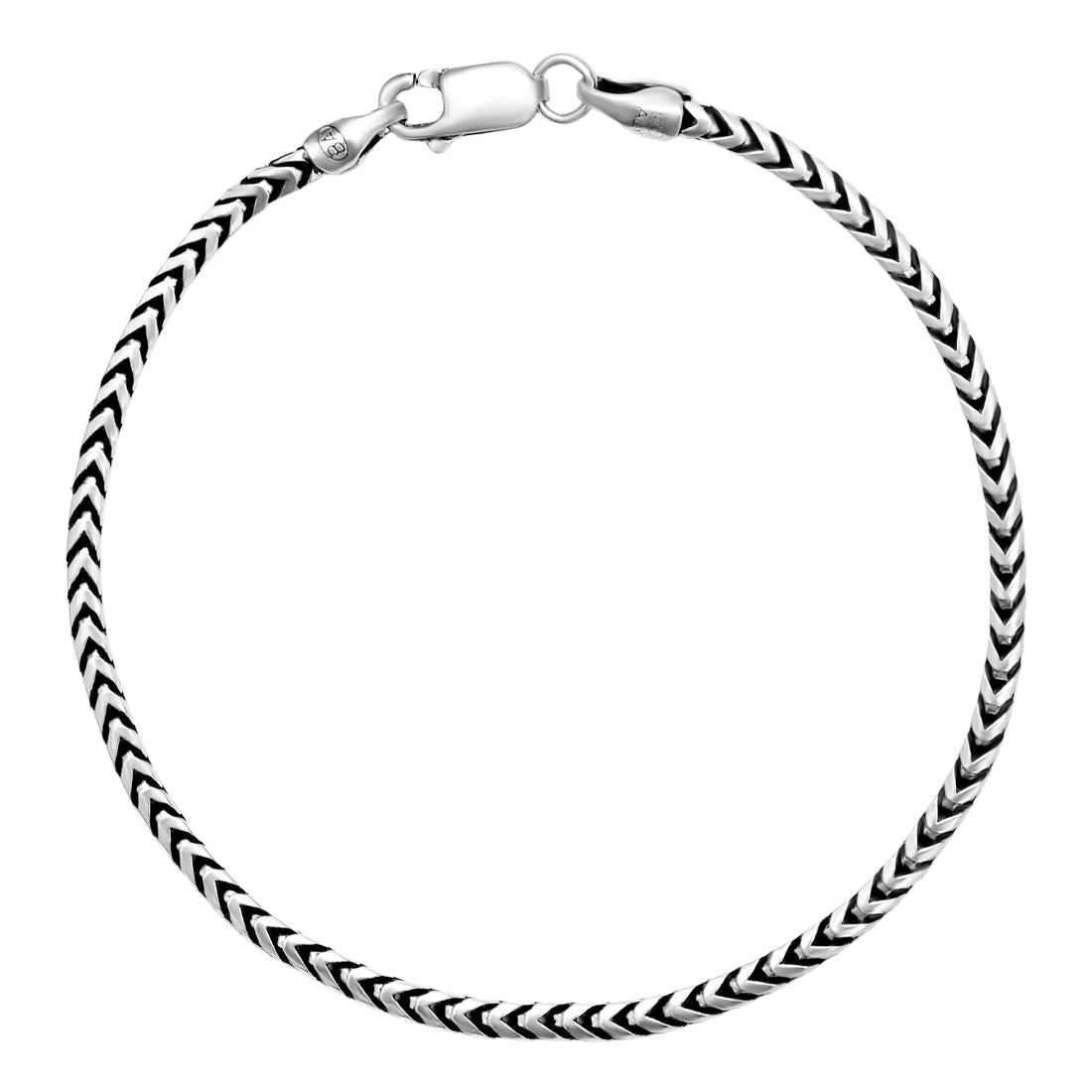 Dual Tone 925 Sterling Silver Men's Chain Bracelet (One Size)