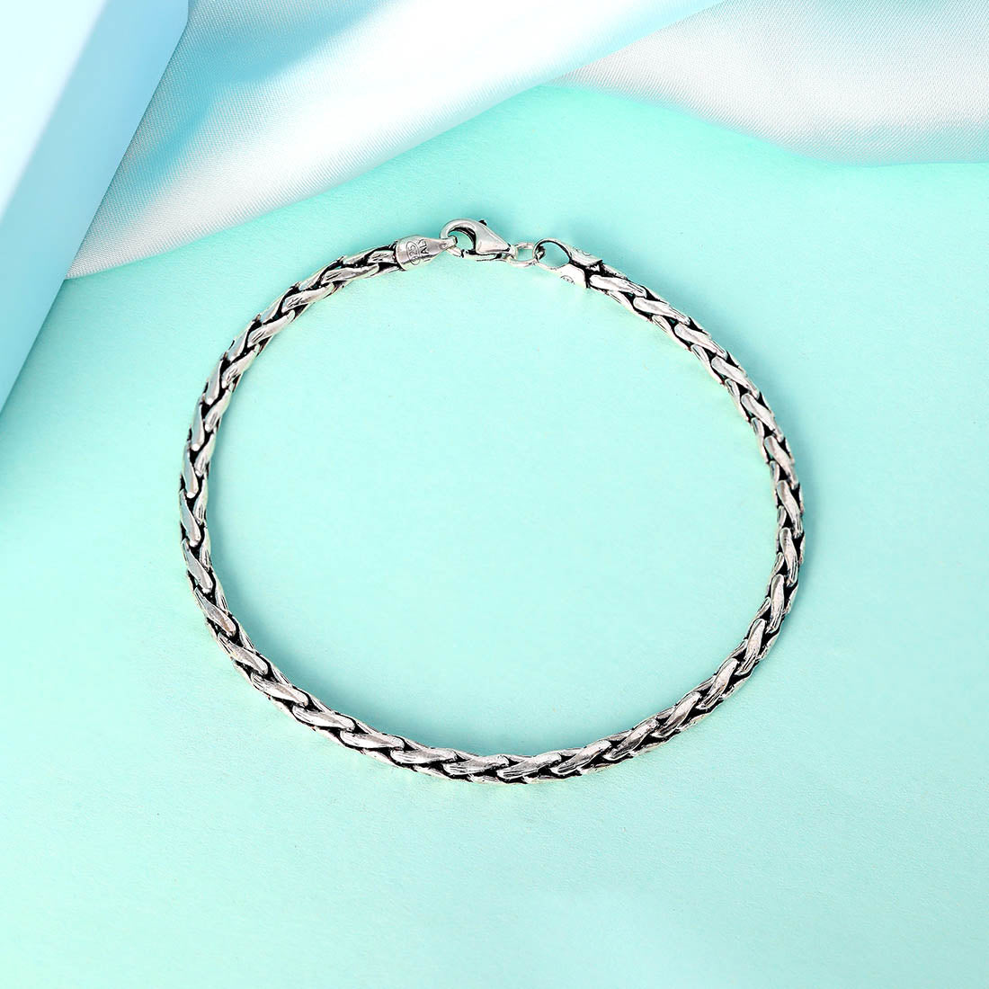 Masculine Link Rhodium Plated 925 Sterling Silver Men's Bracelet