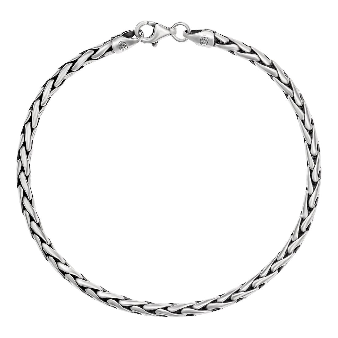 Masculine Link Rhodium Plated 925 Sterling Silver Men's Bracelet