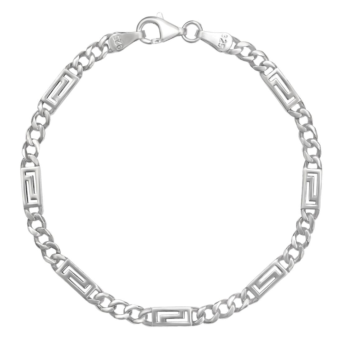 Bold Rhodium Plated 925 Sterling Silver Chain Men's Bracelet