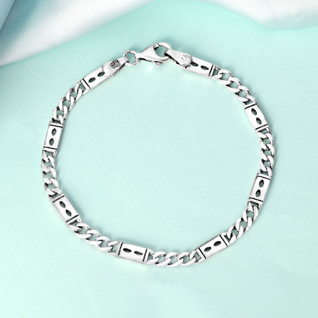 Dynamic Links Rhodium Plated 925 Sterling Silver Men's Bracelet