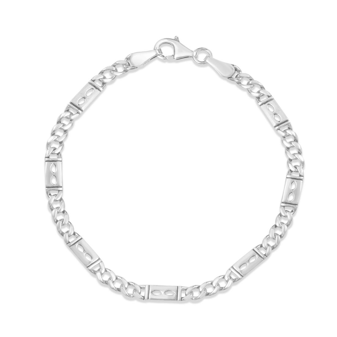 Dynamic Links Rhodium Plated 925 Sterling Silver Men's Bracelet