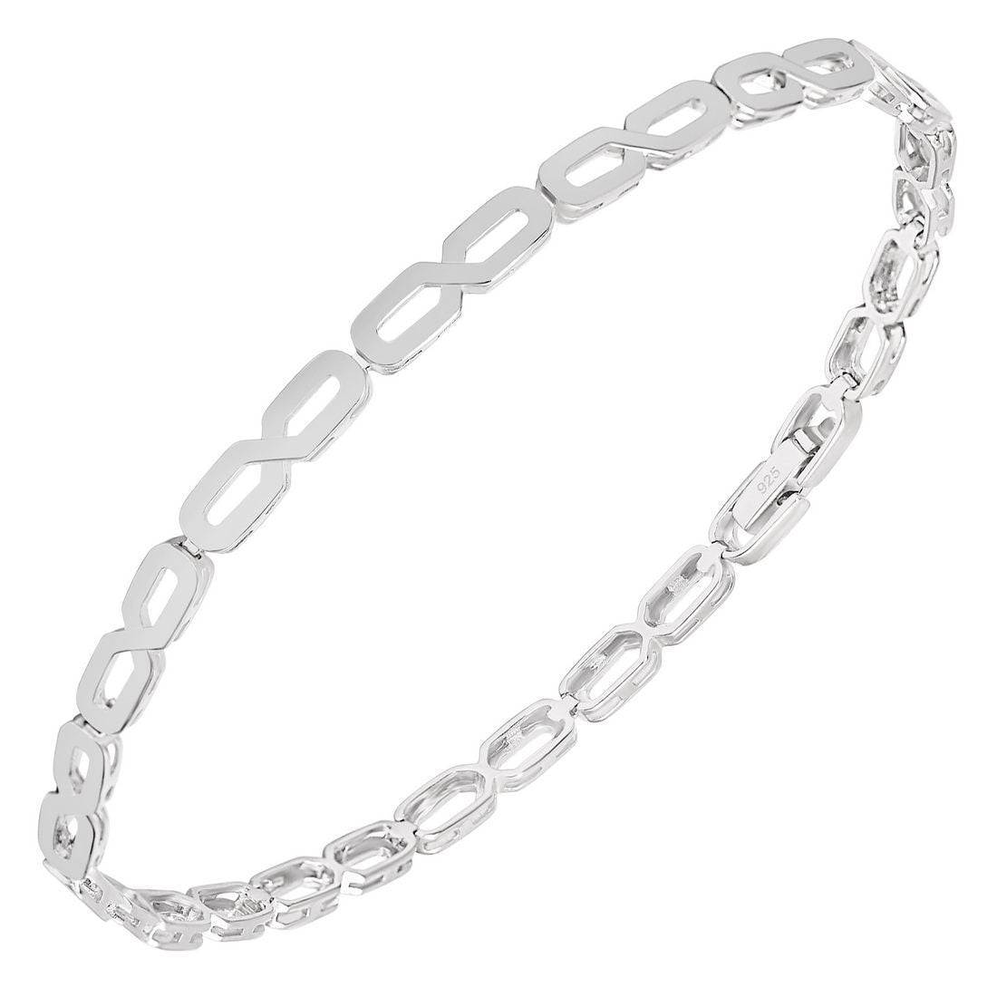 Vivid Rhodium-Plated 925 Sterling Silver Men's Chain Bracelet (One Size)