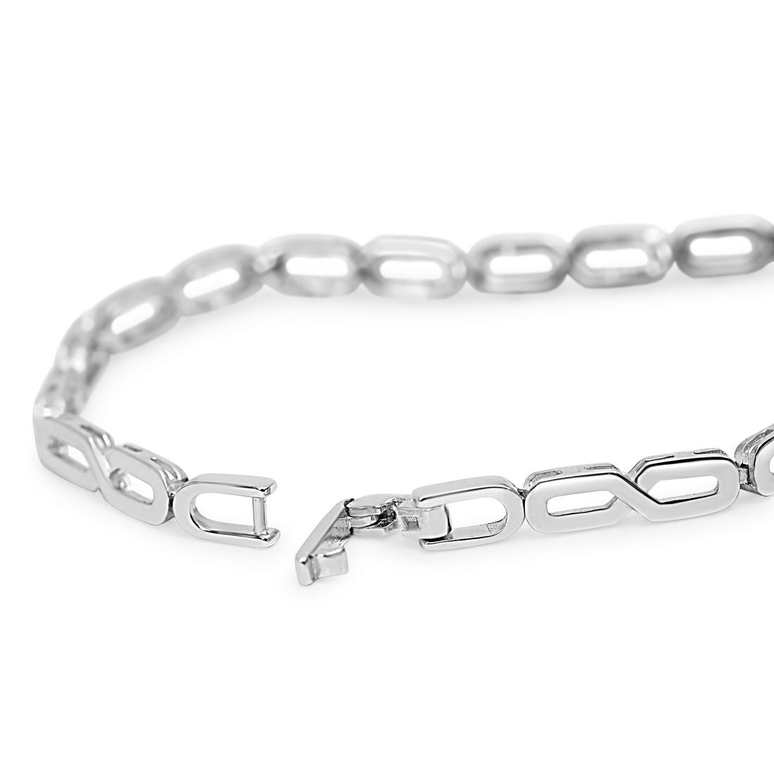 Vivid Rhodium-Plated 925 Sterling Silver Men's Chain Bracelet (One Size)