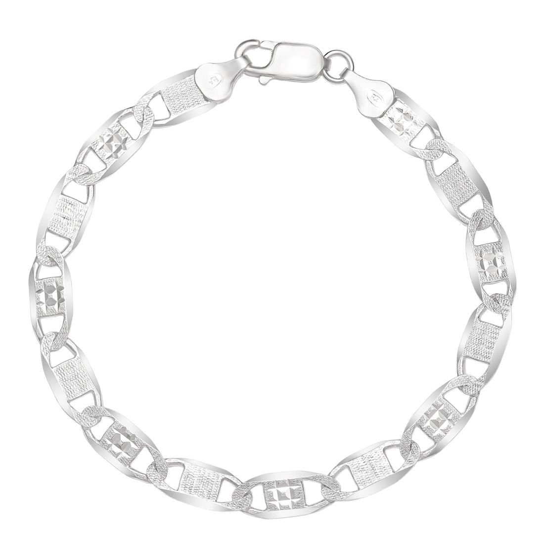 Dapper Rhodium-Plated 925 Sterling Silver Men's Chain Bracelet (One Size)