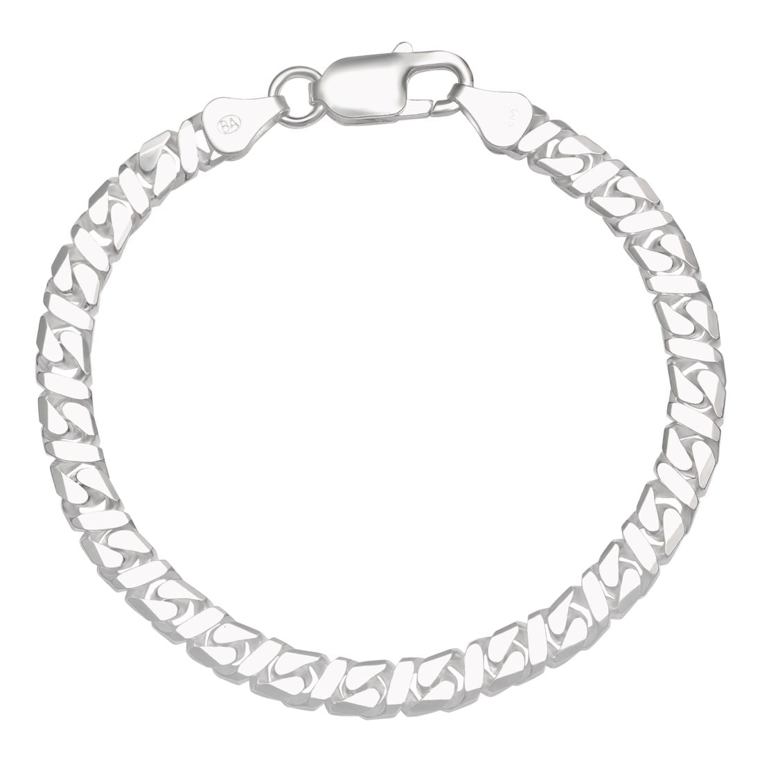 Bold Silver-Plated 925 Sterling Silver Men's Curb Chain Bracelet (One Size)