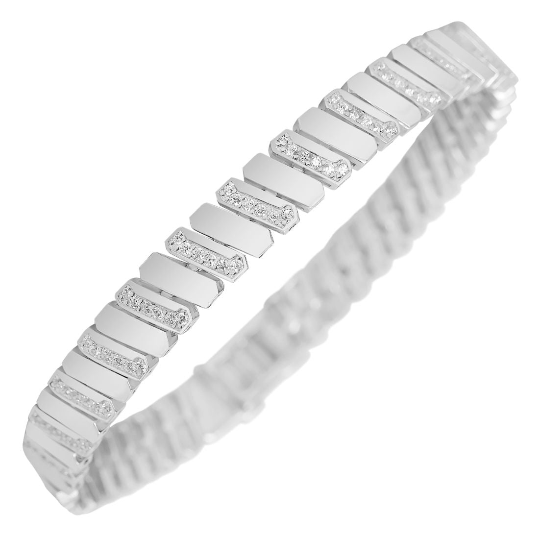 Modern CZ Rhodium-Plated 925 Sterling Silver Men's Chain Bracelet (One Size)