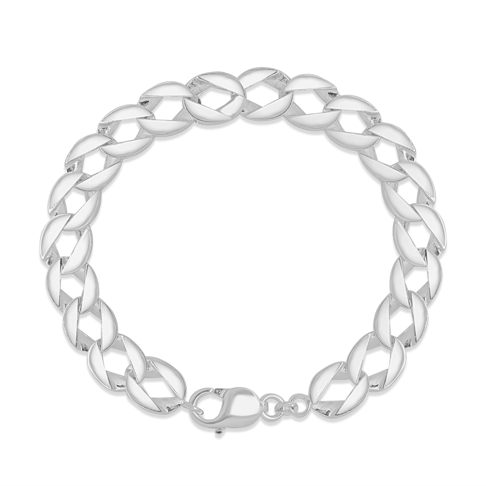 Curb Edge Silver Plated 925 Sterling Silver Men's Bracelet