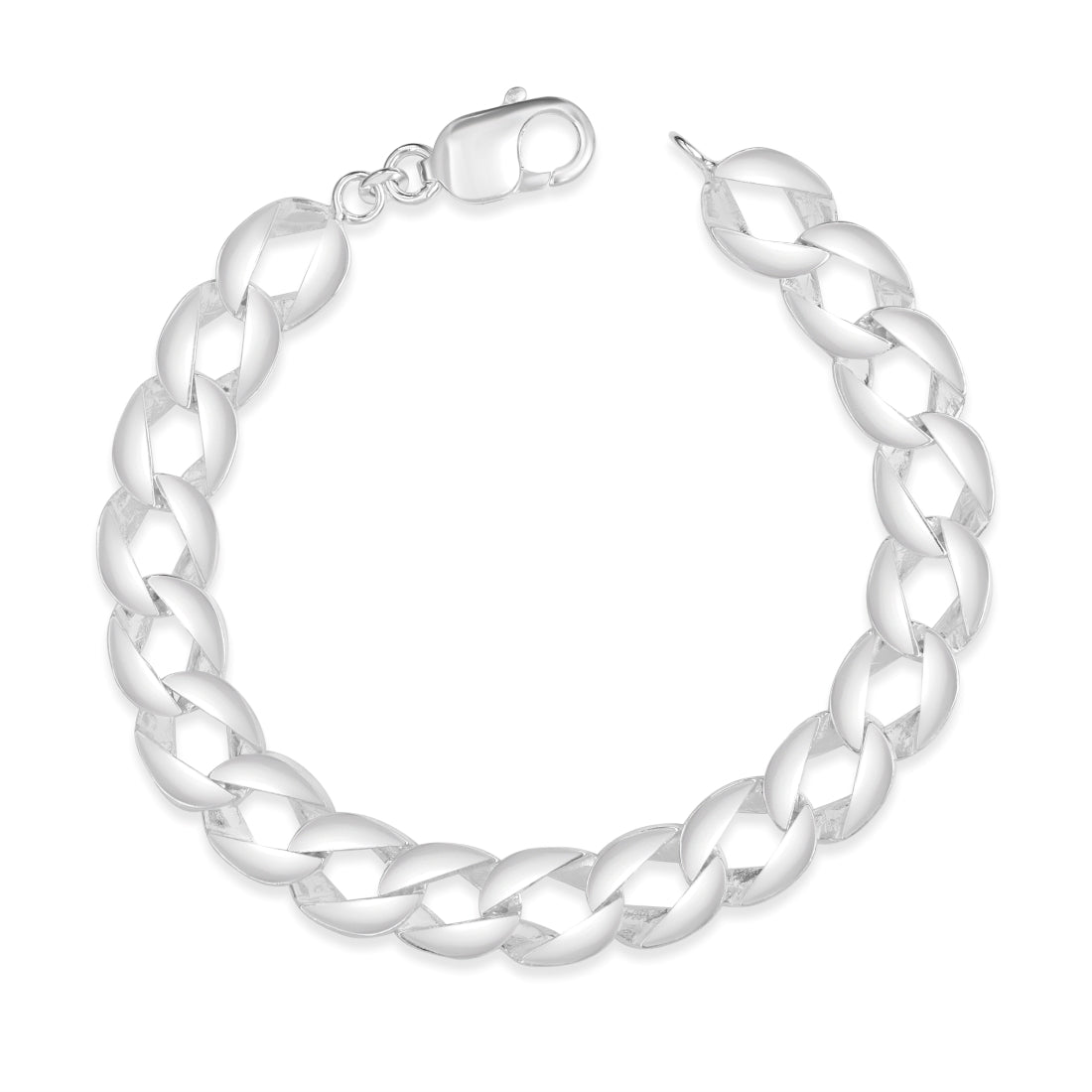 Curb Edge Silver Plated 925 Sterling Silver Men's Bracelet