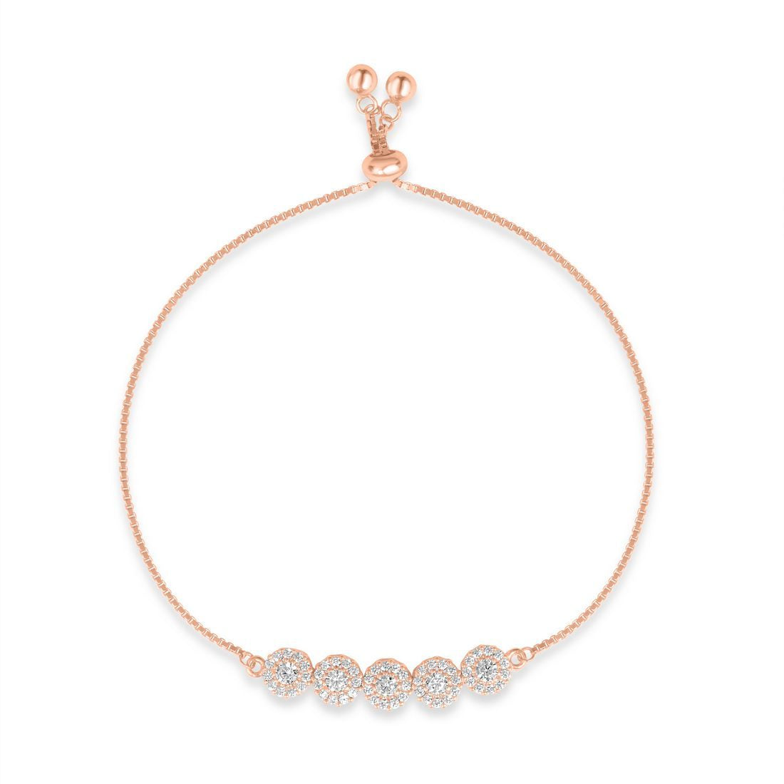 Lustrous CZ Rose Gold Plated 925 Sterling Silver Bracelet