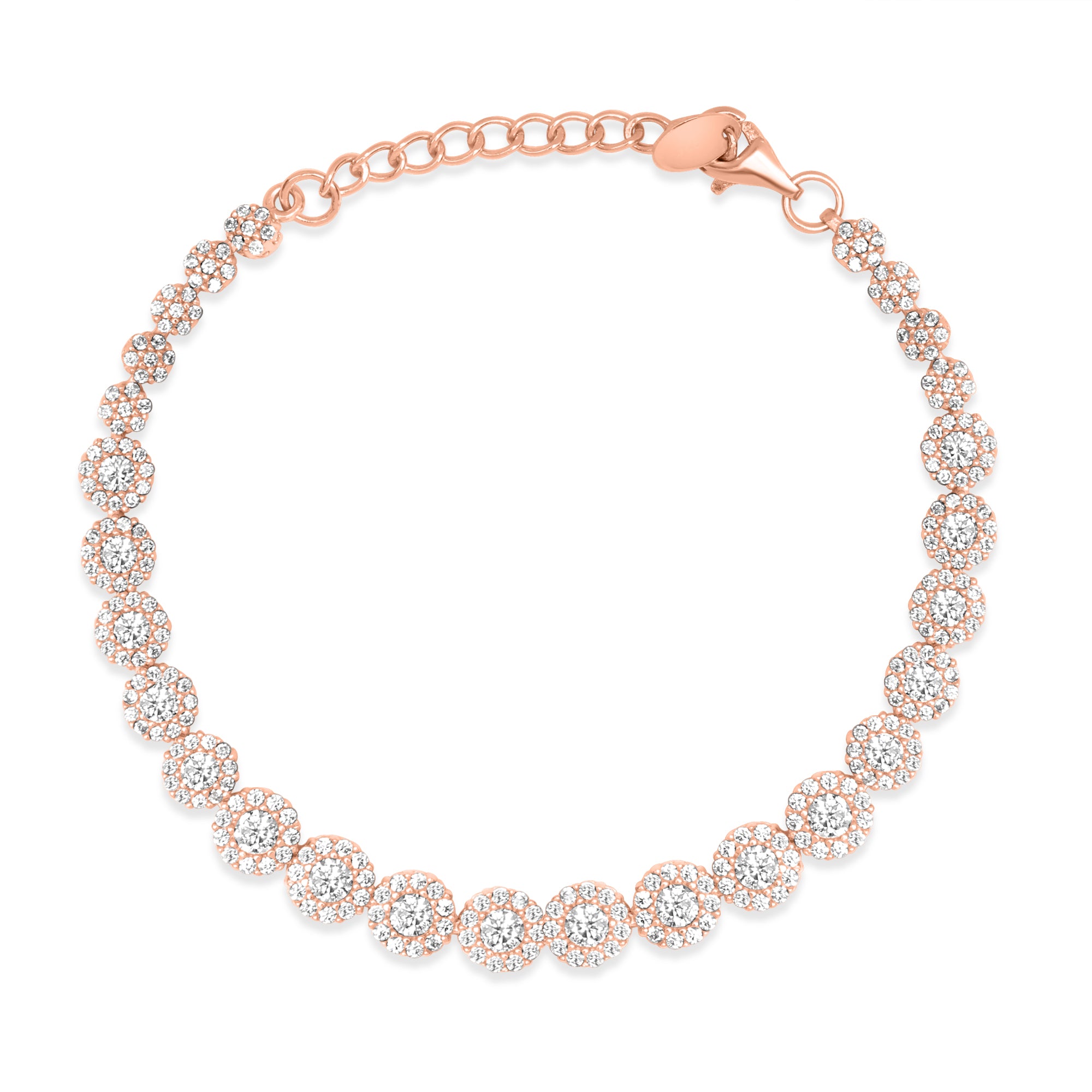 Shimmering Charm Rose Gold Plated 925 Sterling Silver Bracelet