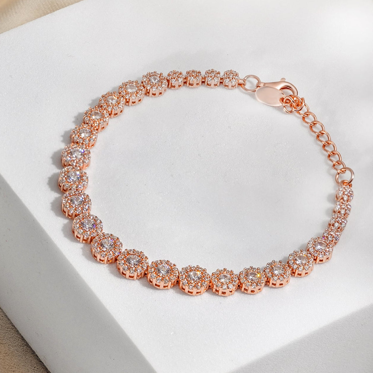 Shimmering Charm Rose Gold Plated 925 Sterling Silver Bracelet