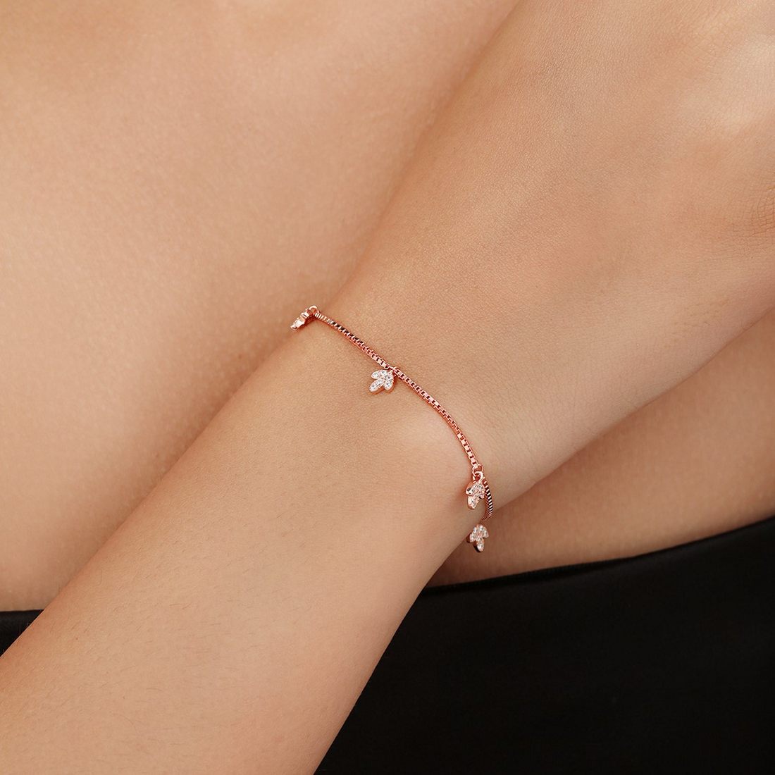 Nature's Charm Rose Gold Plated 925 Sterling Silver Bracelet