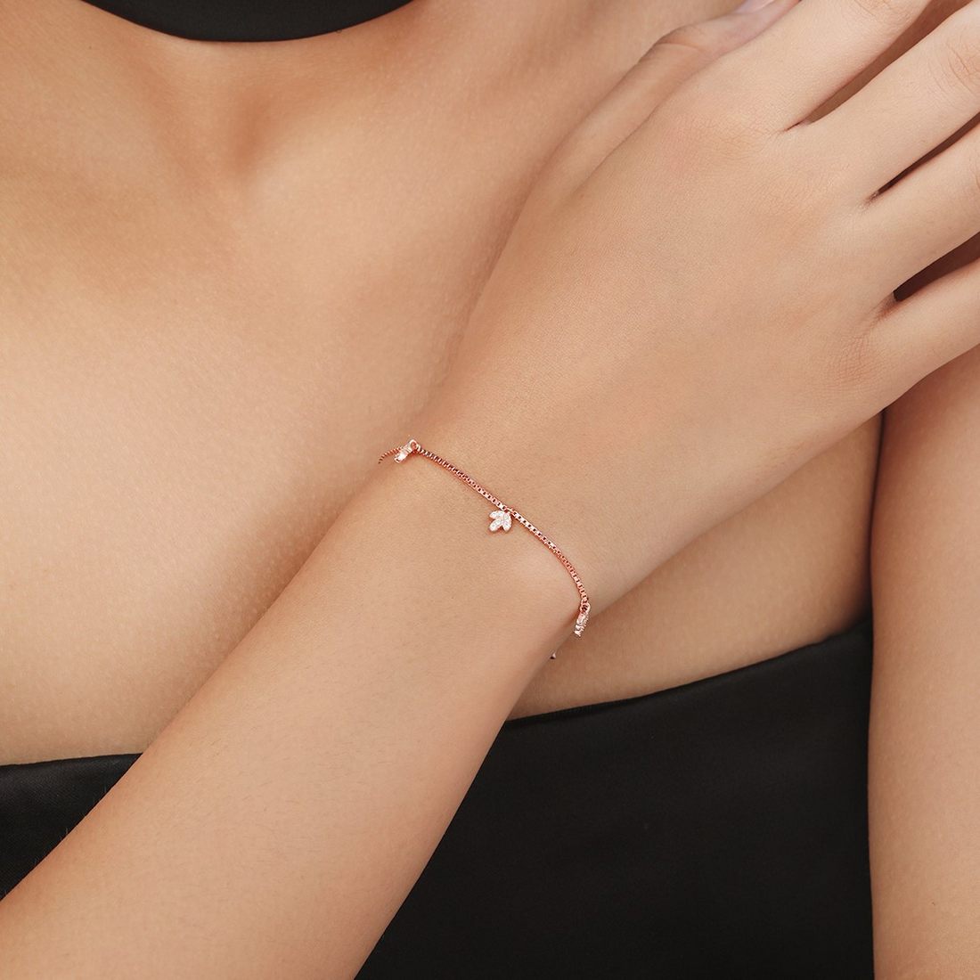 Nature's Charm Rose Gold Plated 925 Sterling Silver Bracelet