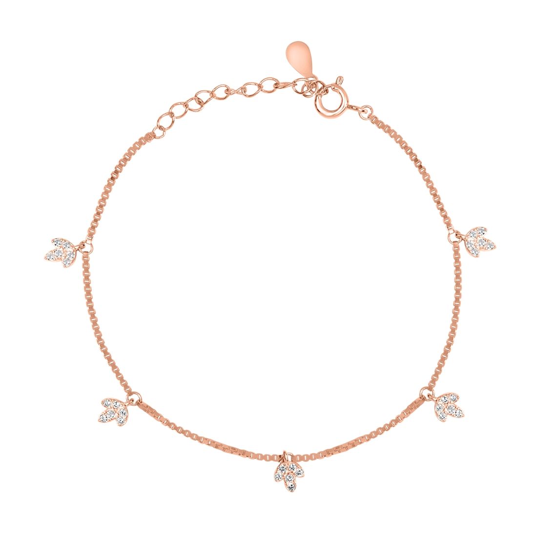 Nature's Charm Rose Gold Plated 925 Sterling Silver Bracelet