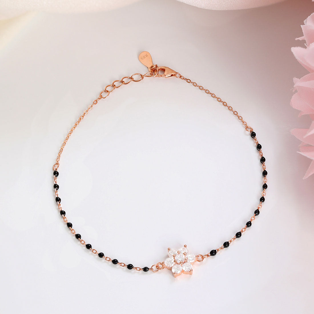 Floral Essence Rose Gold Plated 925 Sterling Silver Bracelet