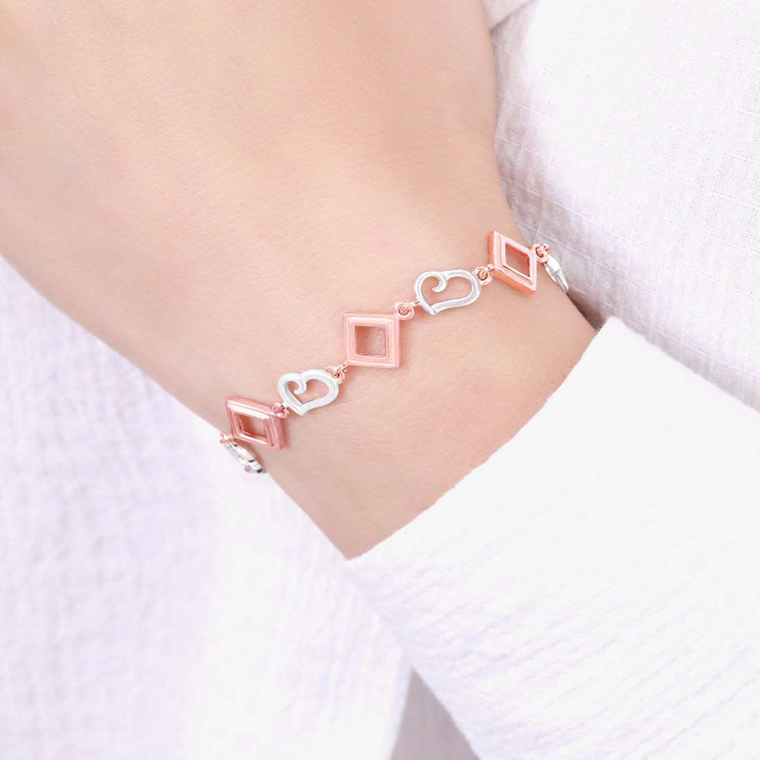 Love Geometry Dual Plated 925 Sterling Silver Bracelet