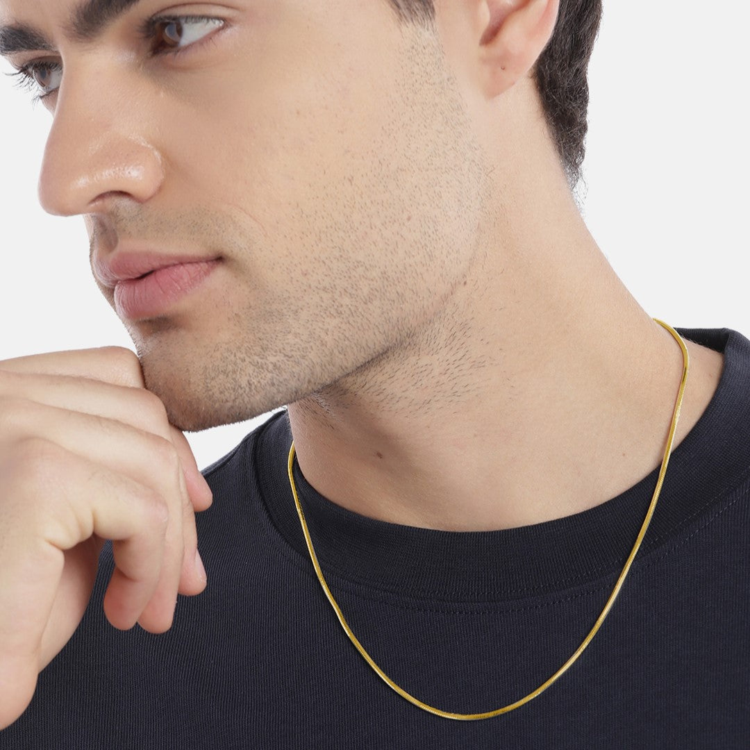 Golden Serpent 925 Sterling Silver Gold Plated Male Chain