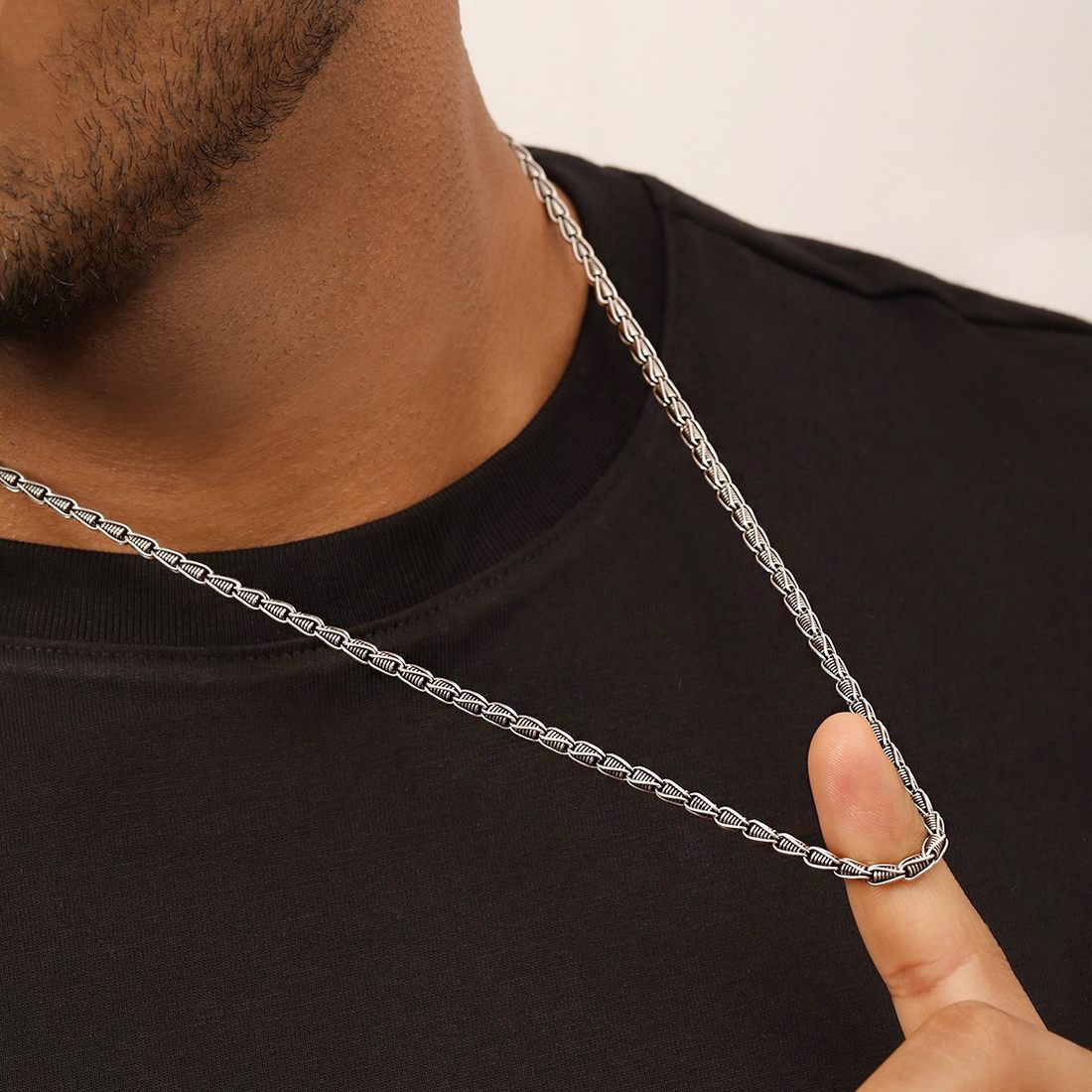 Majestic Rope 925 Sterling Silver Rhodium-Plated Men's Chain