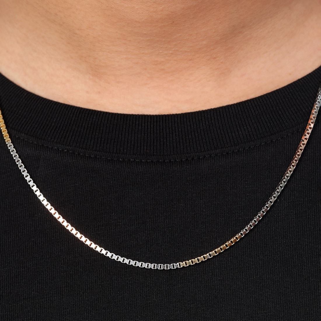 Tri-Tone Elegance Triple Tone Plated 925 Sterling Silver Box Chain