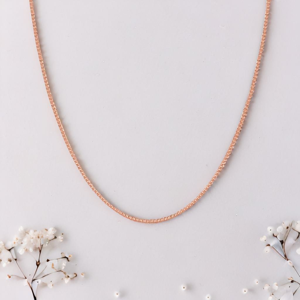 Classy Rose Gold Plated 925 Sterling Silver Box Chain for Him