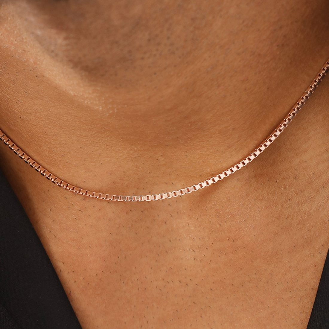 Classy Rose Gold Plated 925 Sterling Silver Box Chain for Him