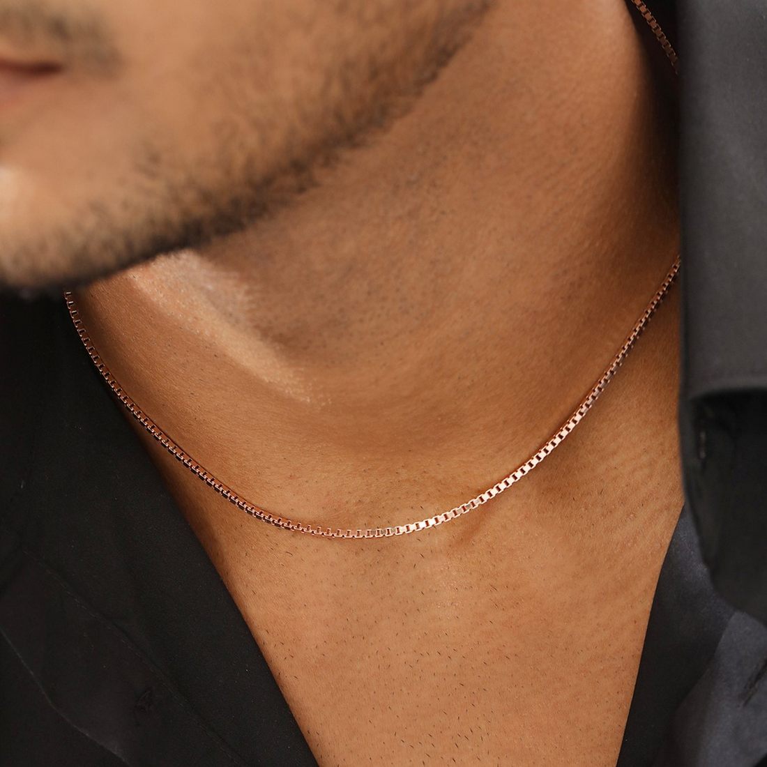 Classy Rose Gold Plated 925 Sterling Silver Box Chain for Him