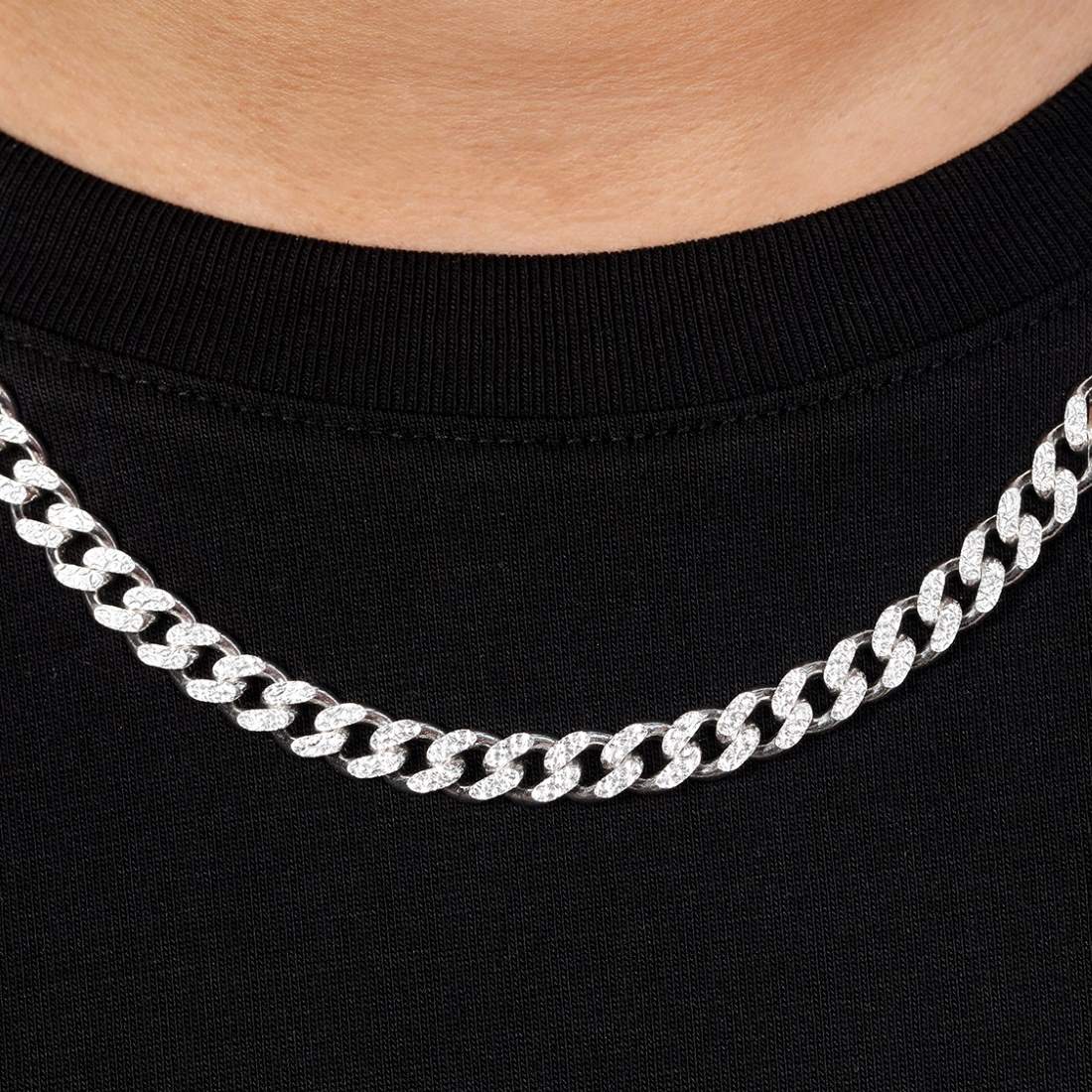 Masculine Links Rhodium Plated 925 Sterling Silver Men's Chain