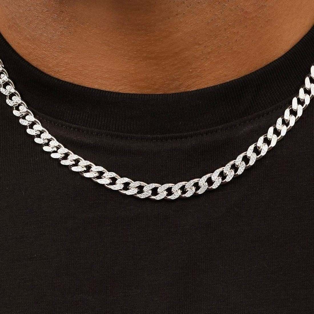 Masculine Links Rhodium Plated 925 Sterling Silver Men's Chain