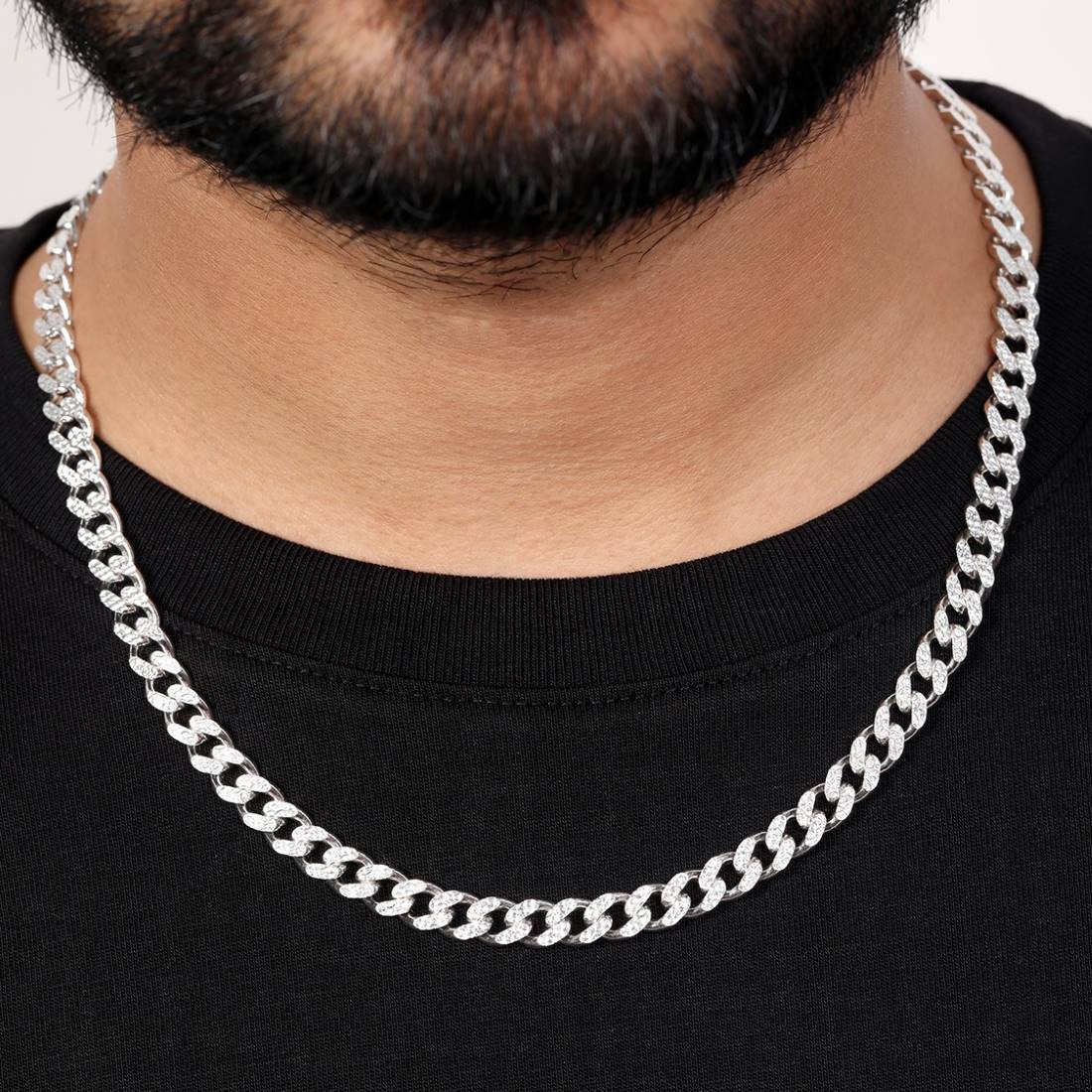 Masculine Links Rhodium Plated 925 Sterling Silver Men's Chain