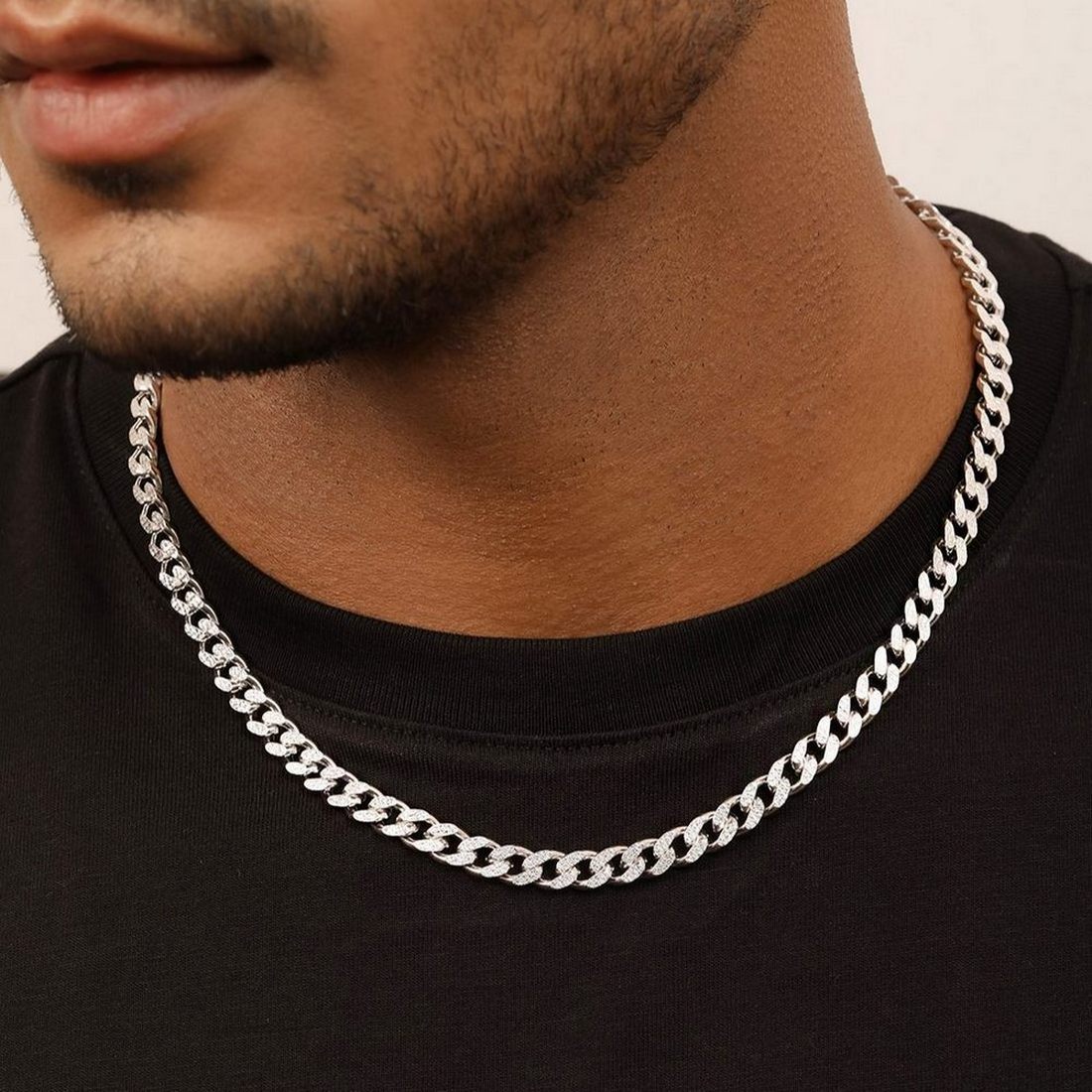 Masculine Links Rhodium Plated 925 Sterling Silver Men's Chain