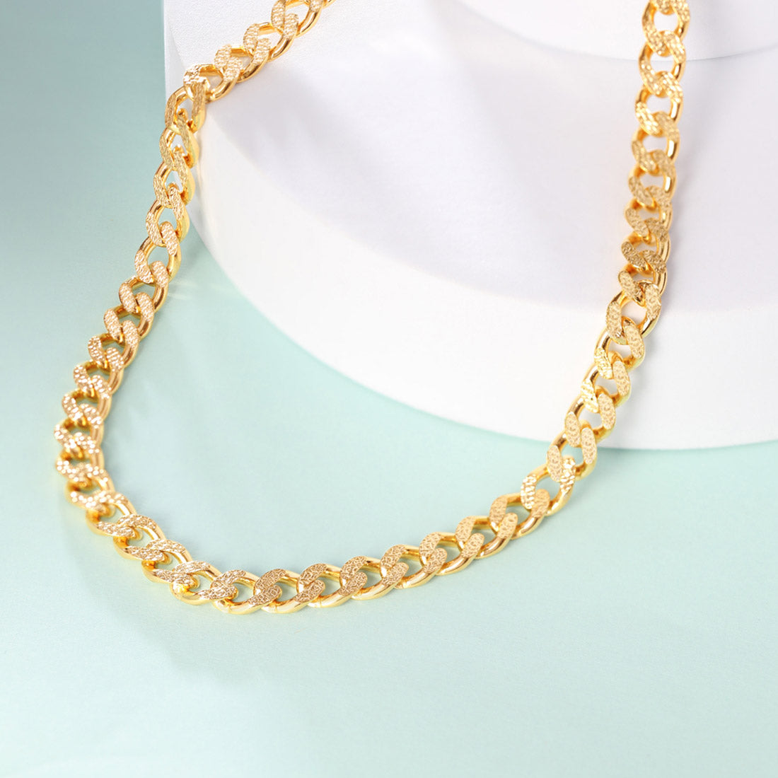 Refined Linked Gold Plated 925 Sterling Silver Men's Chain