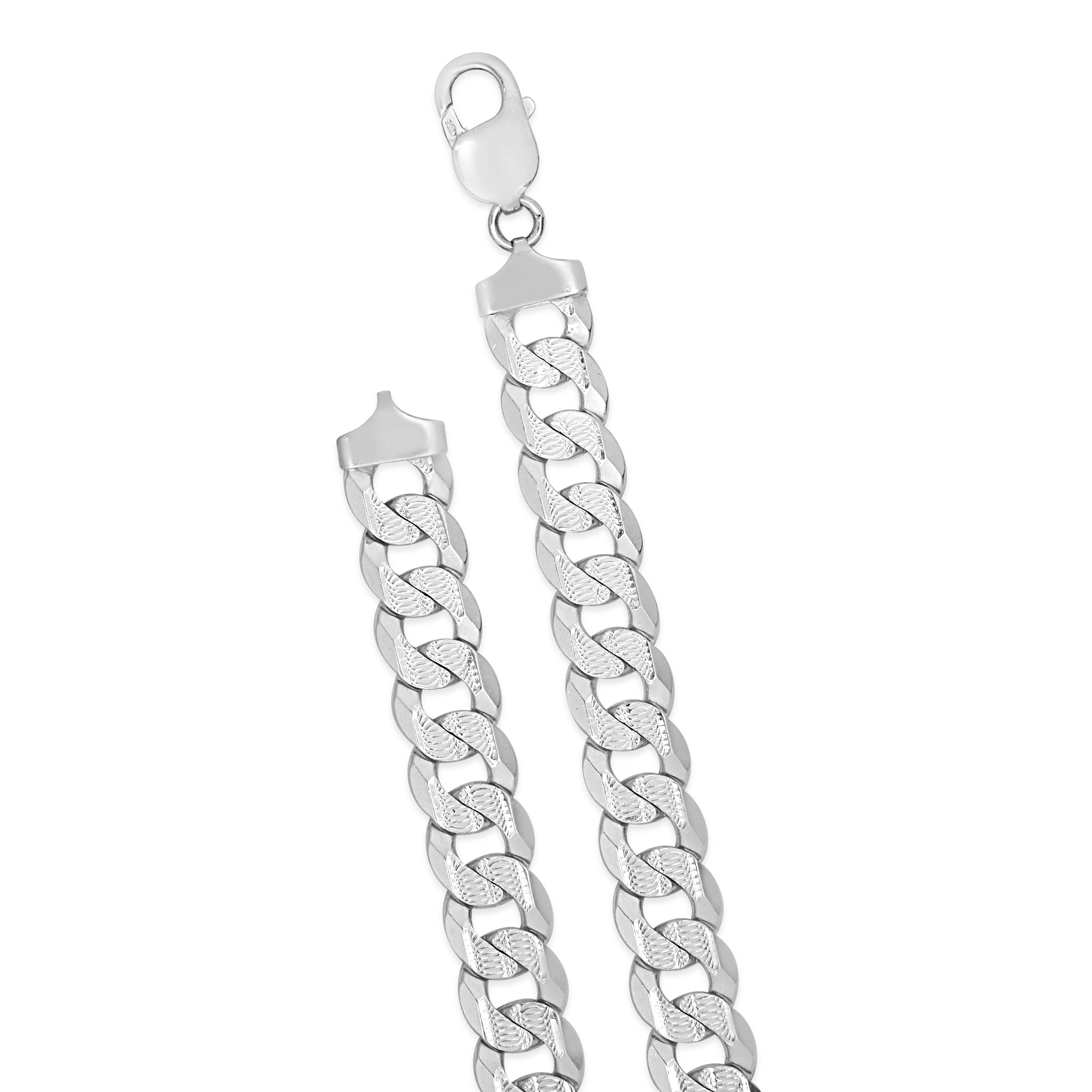 Sleek Rhodium-Plated Linked Chain 925 Sterling Silver Men's Chain