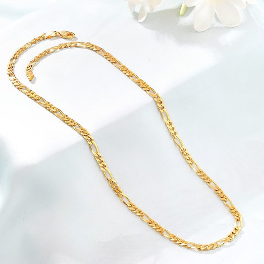 Classic Gold-Plated 925 Sterling Silver Men's Figaro Chain