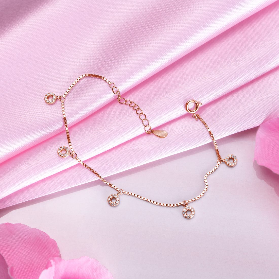 Mystic Harmony Rose Gold Plated CZ Sparkle 925 Sterling Silver Bracelet